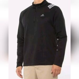 NEW MENS ADIDAS GOLF POLY FLEECE LINED 1/4 ZIP SWEATSHIRT PULLOVER BLACK SMALL